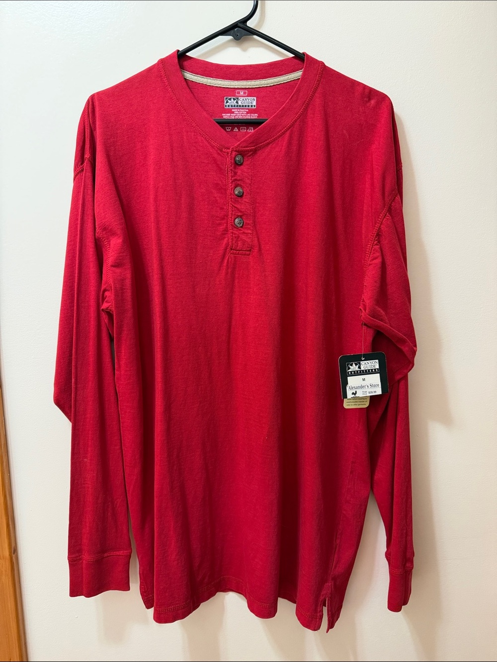 Canyon Guide. Men’s Long Sleeve Shirt - Red. Size Medium. 100% Cotton
